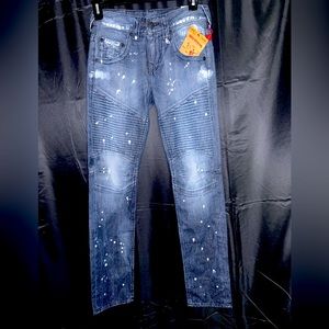 $249 NWT TRUE RELIGION ROCCO MOTO RUN SLIM JEANS 28x32
